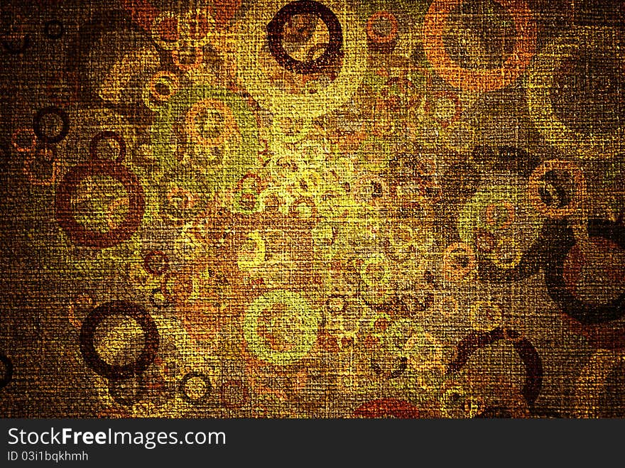 Abstract grunge circles on canvas background