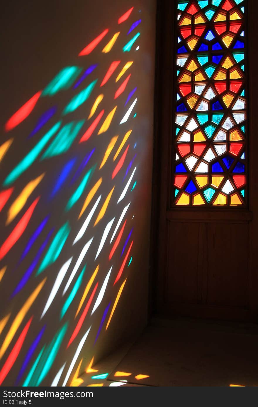 Stained-glass window in old castle