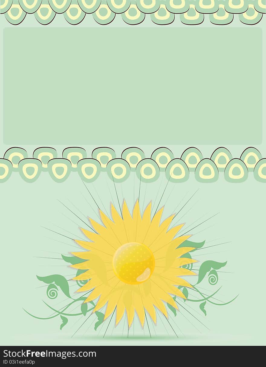 Sunflower On Green Background