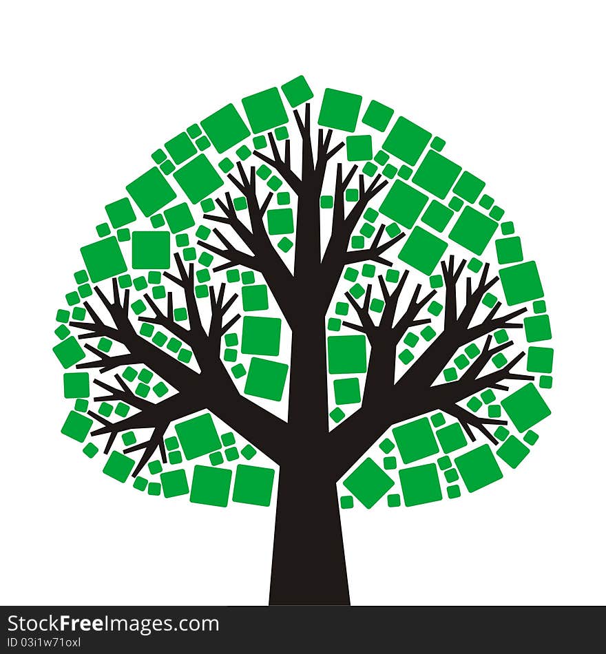 Stylized tree with green square leafs