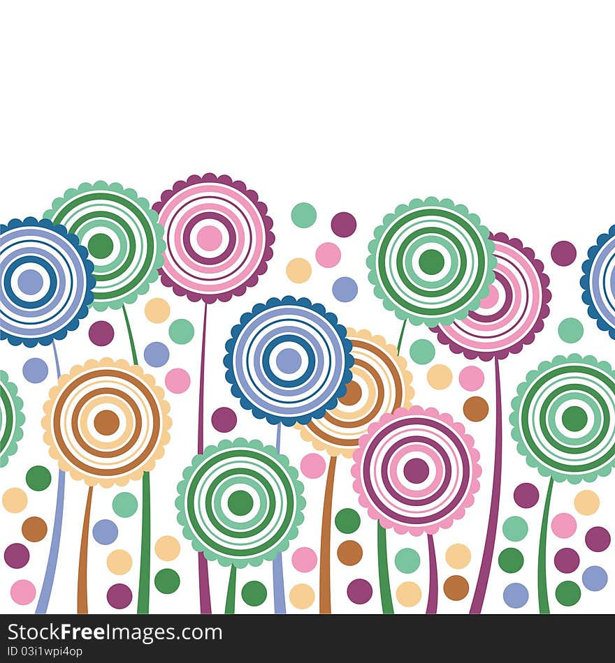 Colorful stylized flowers on white background