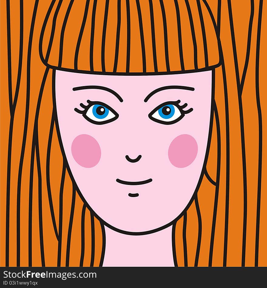 Stylized portrait of a girl with red hair