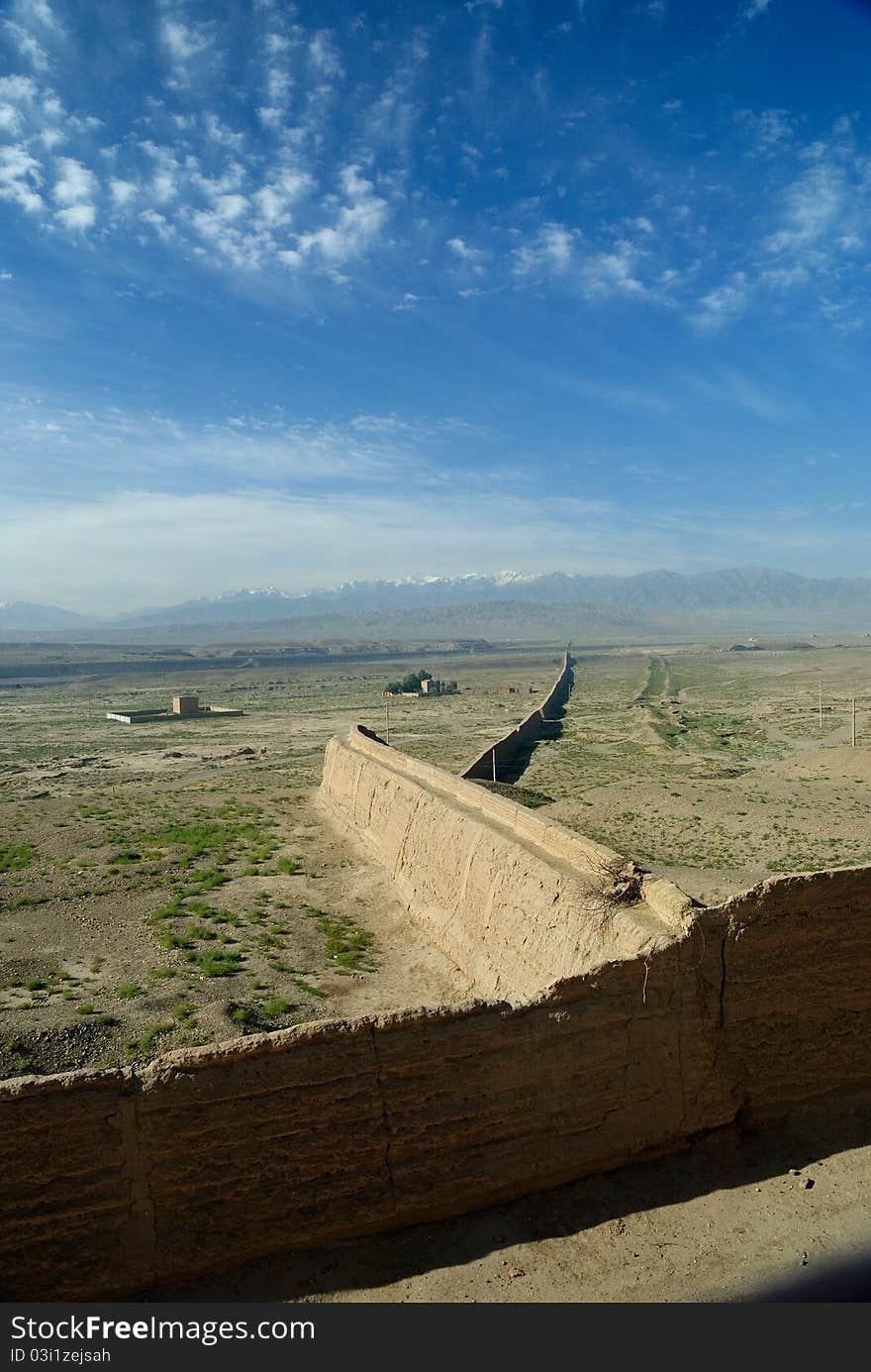 Jiayuguan, mountain pass, Great Wall, the first pass, city wall, vestige, strategic pass, blue sky, tower over a city gate, old city, important pass, fort