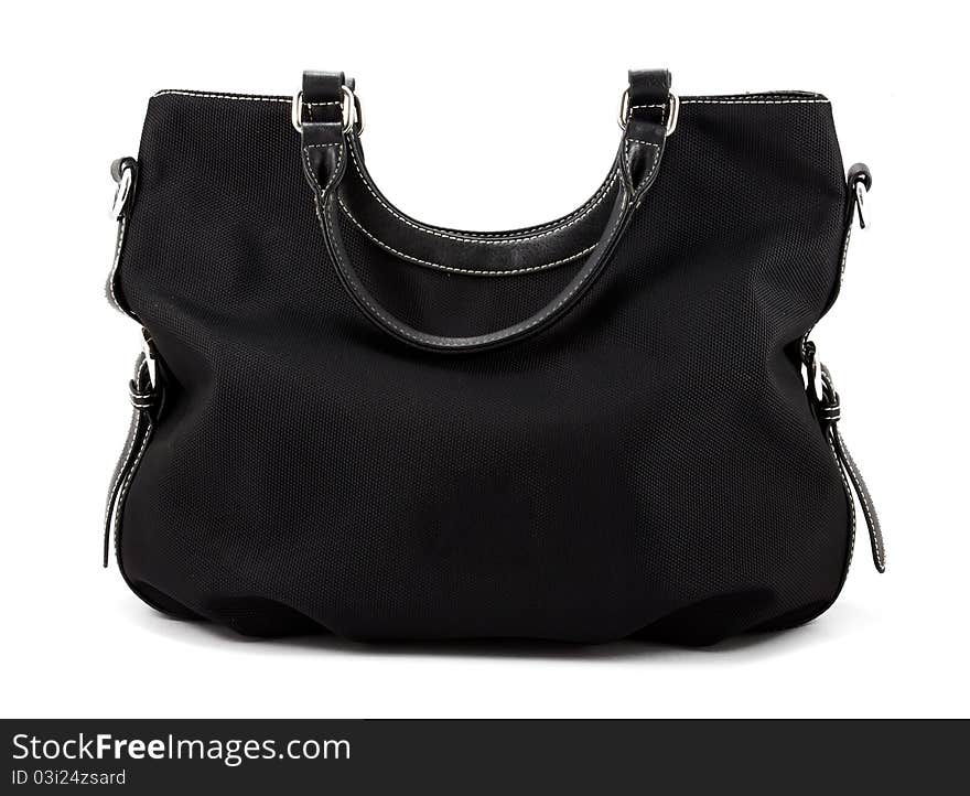 Black bag woman on white background