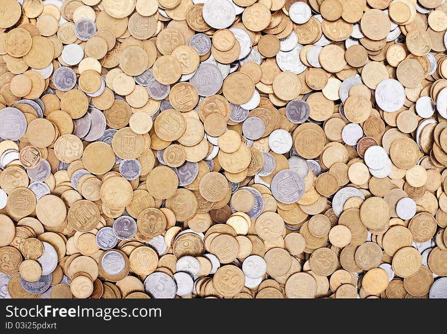 Coins textured background. Ukrainian money. Coins textured background. Ukrainian money