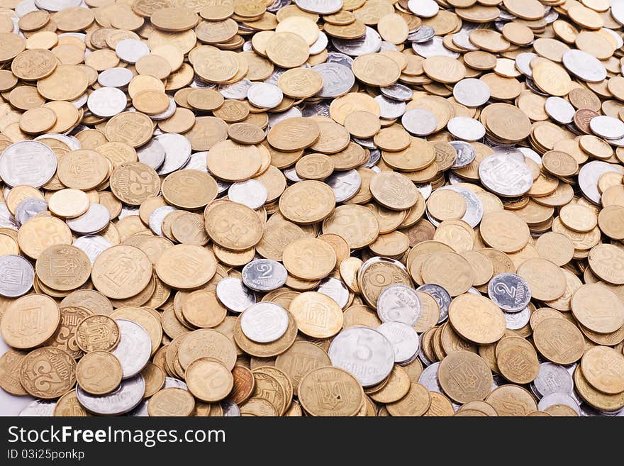 Coins textured background. Ukrainian money. Coins textured background. Ukrainian money