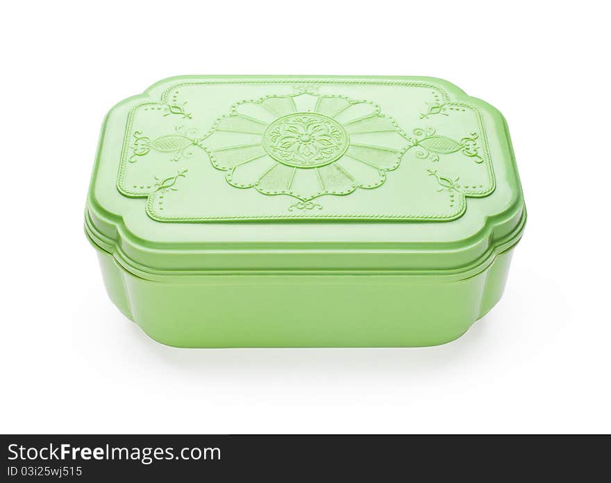 Green plastic casket