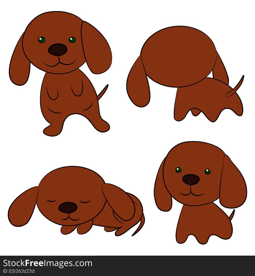 Color illustration with little brown puppy. Color illustration with little brown puppy