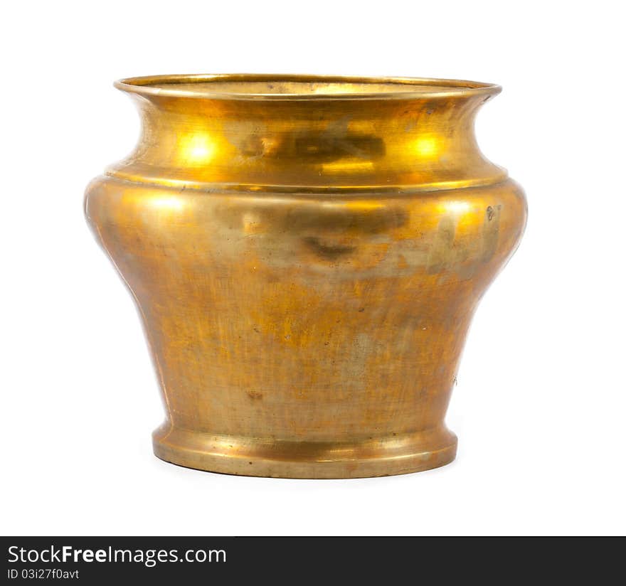 Gold brass bowl isolated