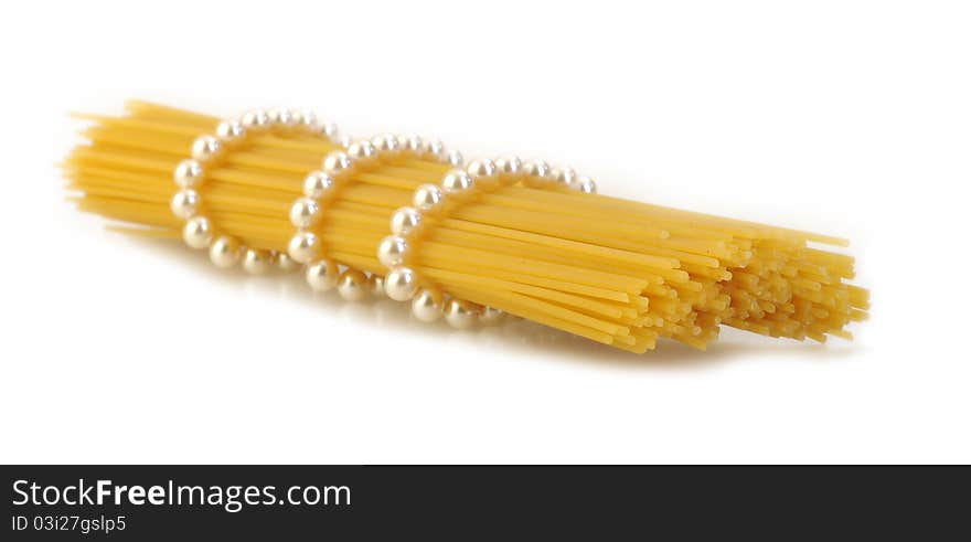 Pearls wrapped on pasta