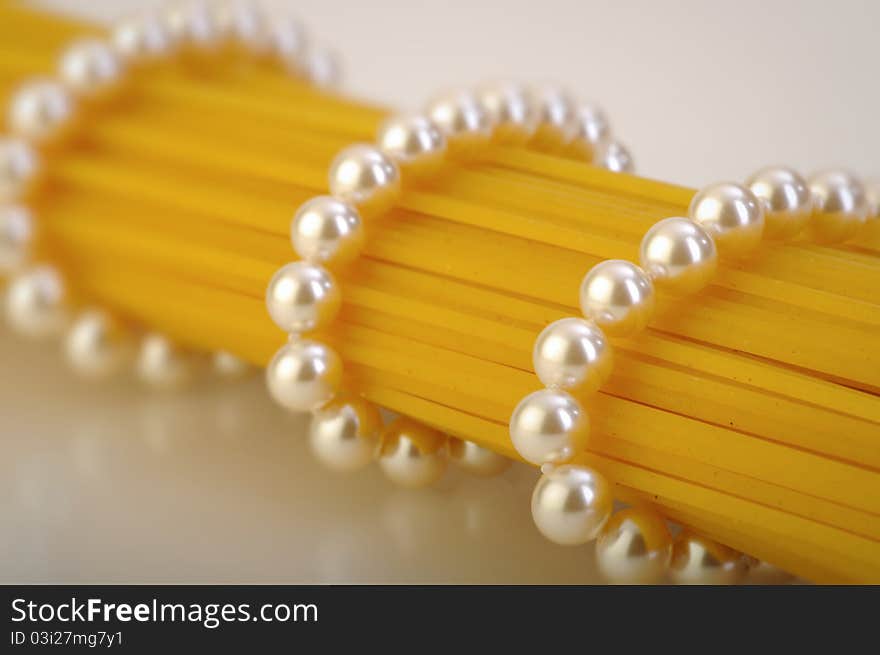 Pearls wrapped on pasta