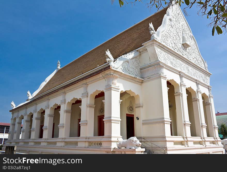 Church of Thai temple in north-east of Thailand in perspective view. Church of Thai temple in north-east of Thailand in perspective view