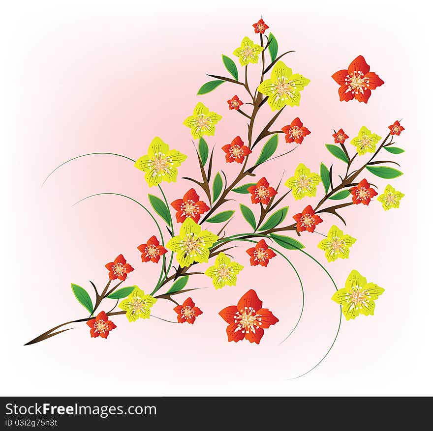 Beautiful blossoming branch. Abstraction background. Beautiful blossoming branch. Abstraction background