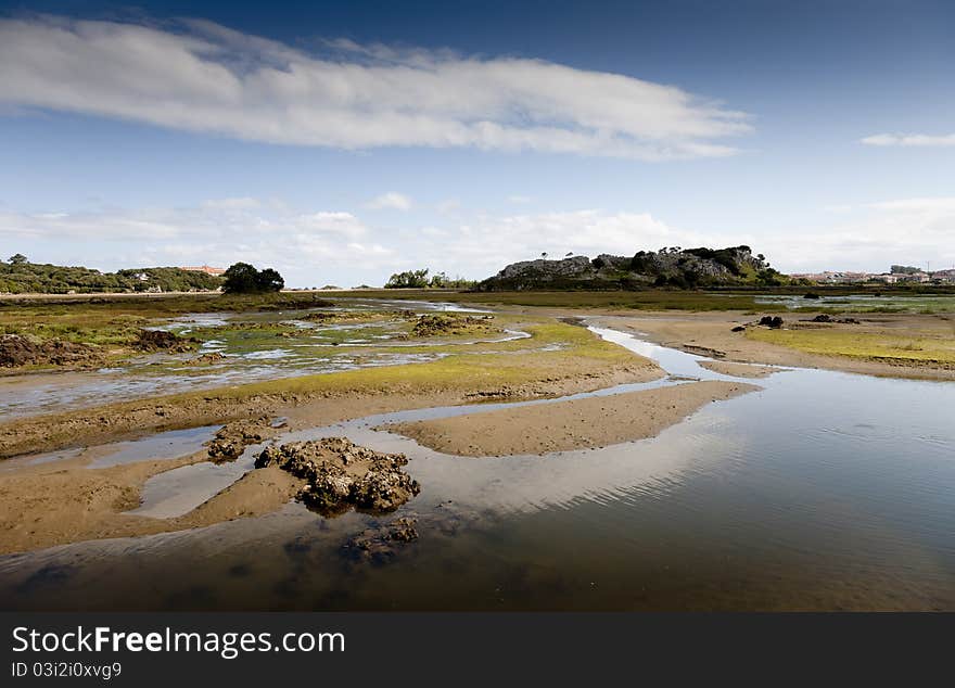 Low tide on the marsh. Low tide on the marsh