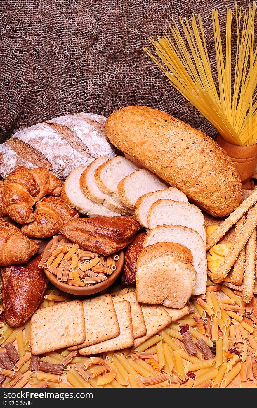 Different bread arranged on table