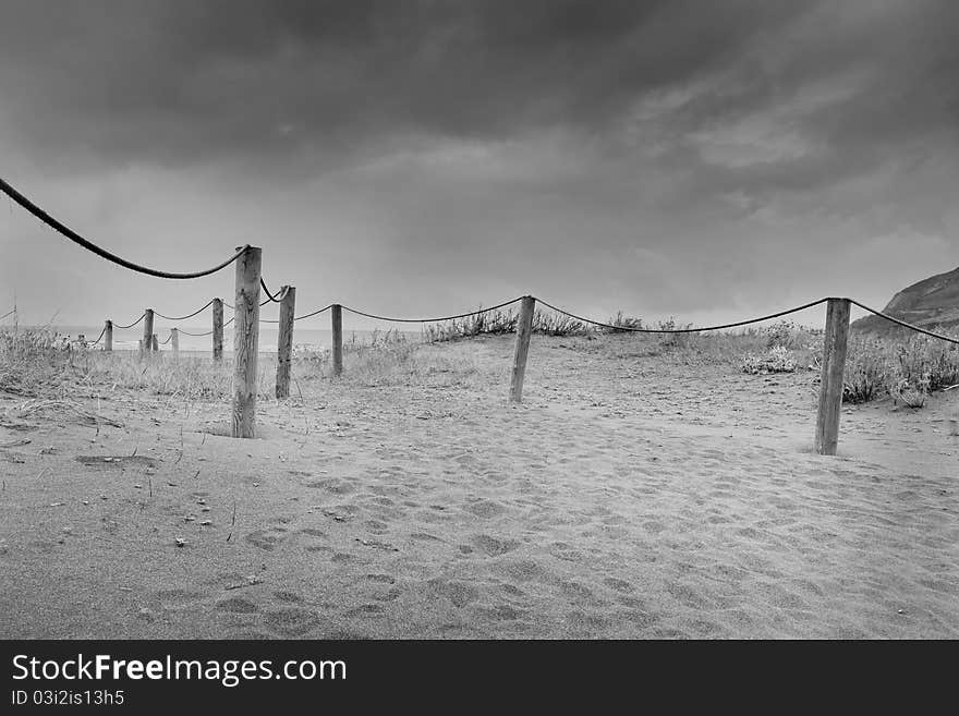 Protective barrier dunes of the beach