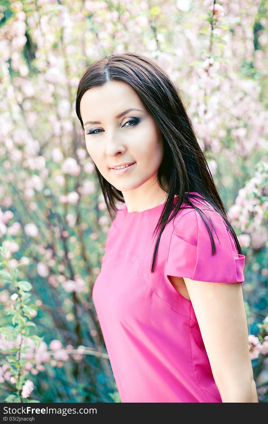 A young woman and flowers