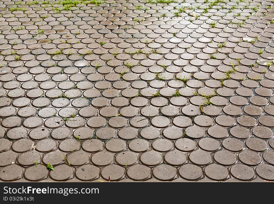 Wet brick floor pattern faded out