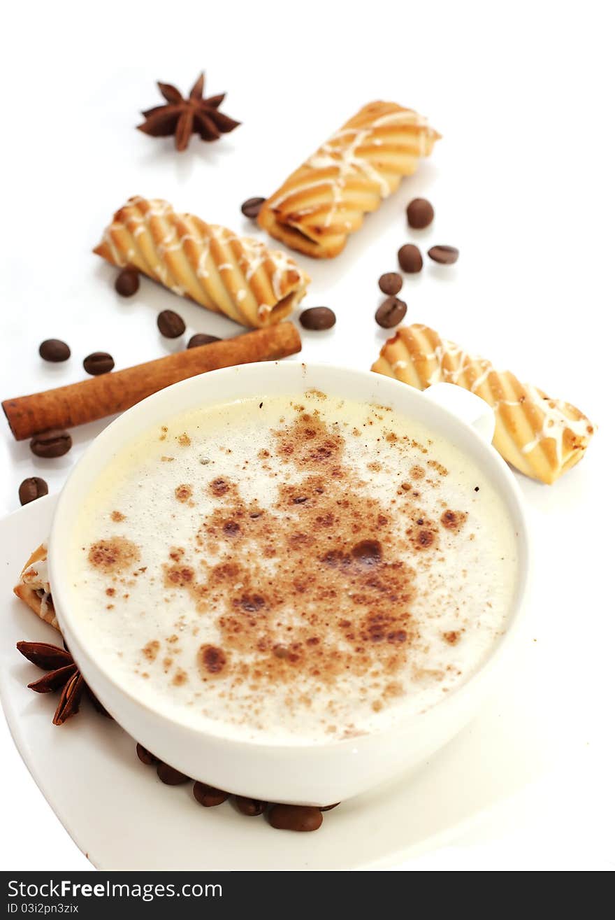 Cup of coffee and biscuits