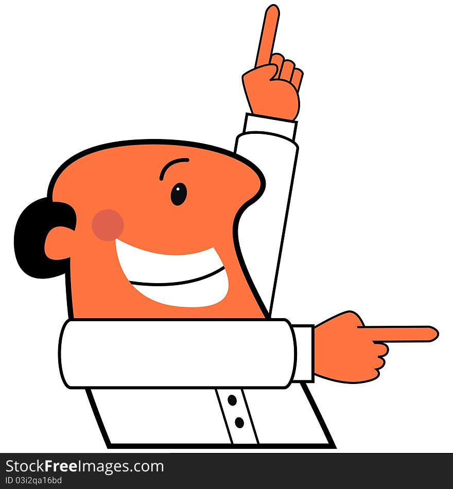 Vector cartoon man pointing