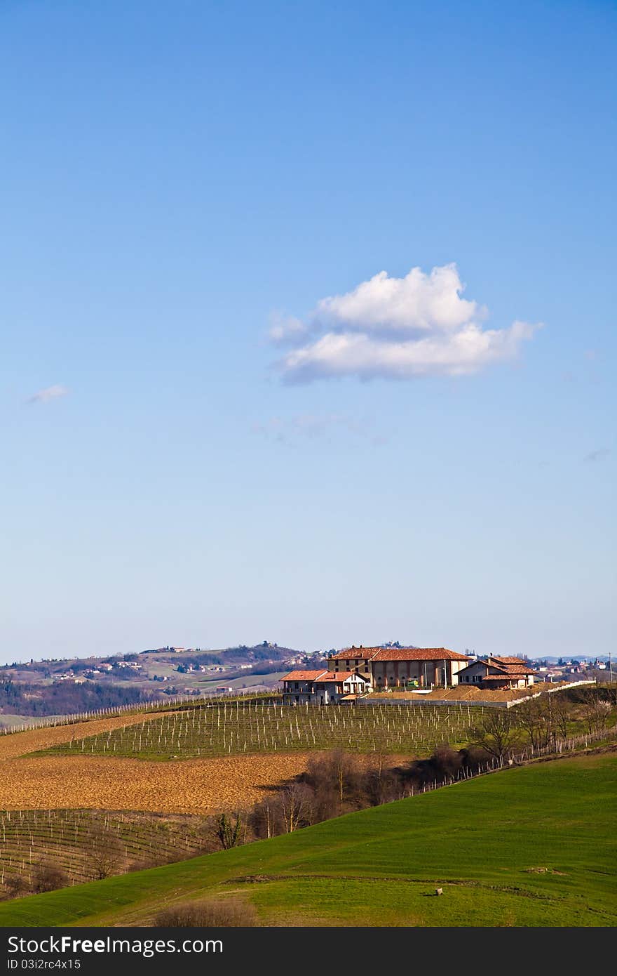 Charming Italian villa in Monferrato area (Piemonte region, north Italy) during spring season. Charming Italian villa in Monferrato area (Piemonte region, north Italy) during spring season