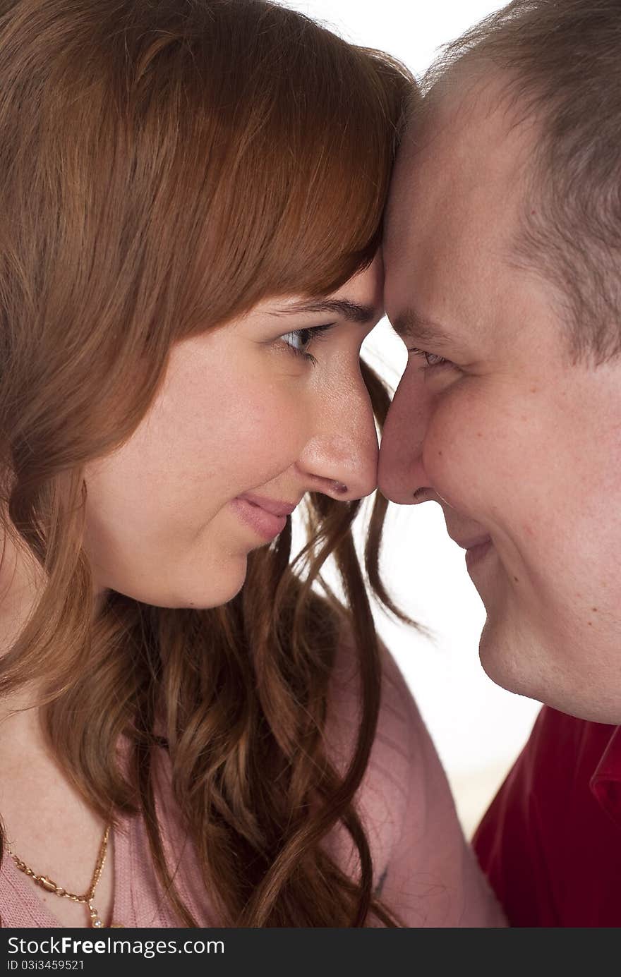 Nice couple portrait on a white background. Nice couple portrait on a white background