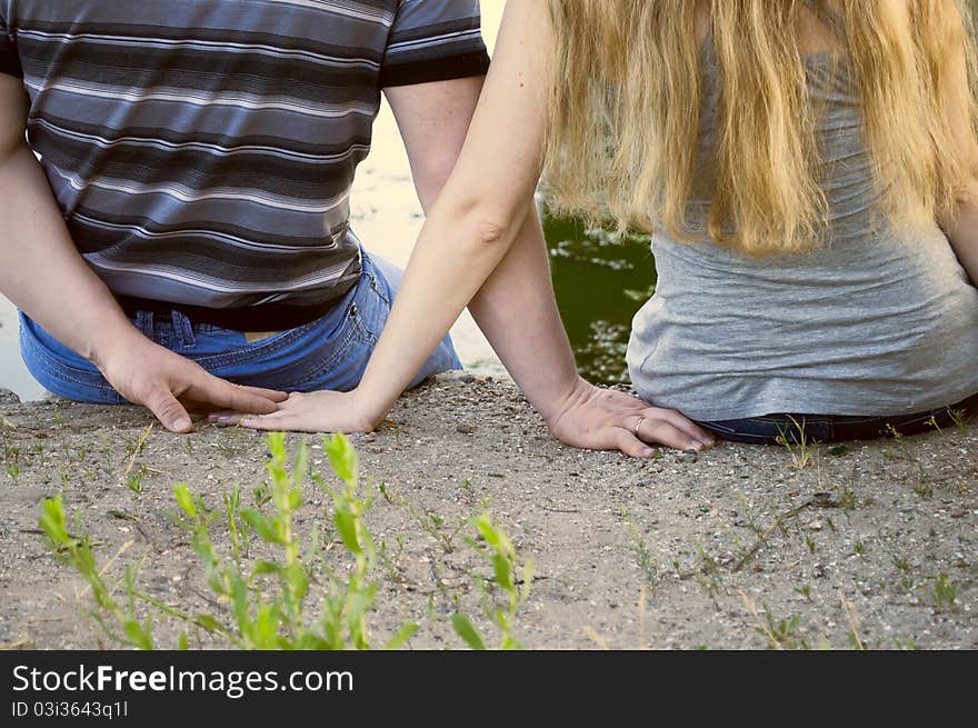 Loving couple hands