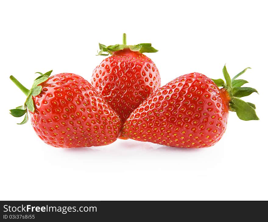 Fresh red strawberry isolated on white background