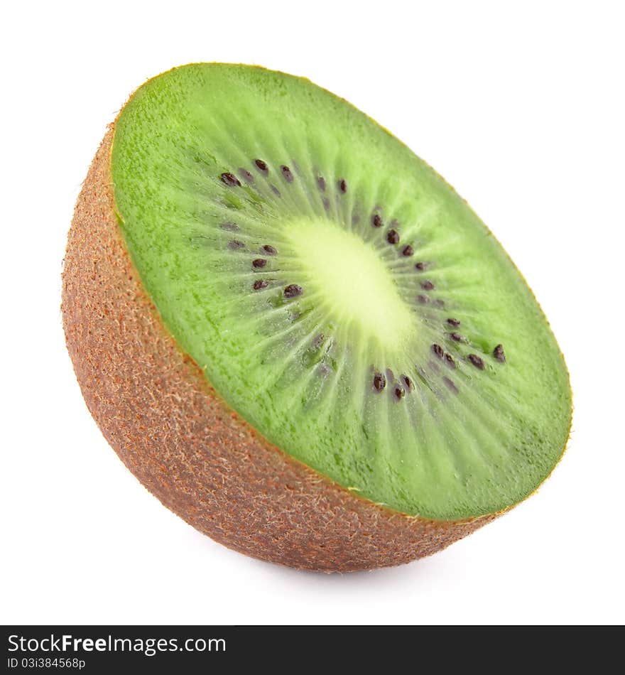 Half kiwi fruit isolated on white background