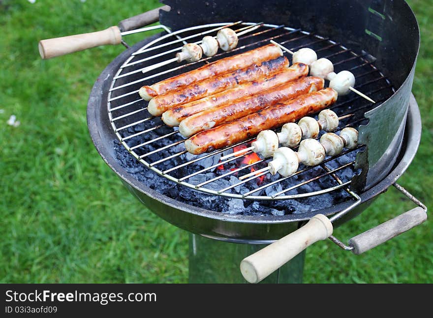 Grilling at summer weekend in the garden