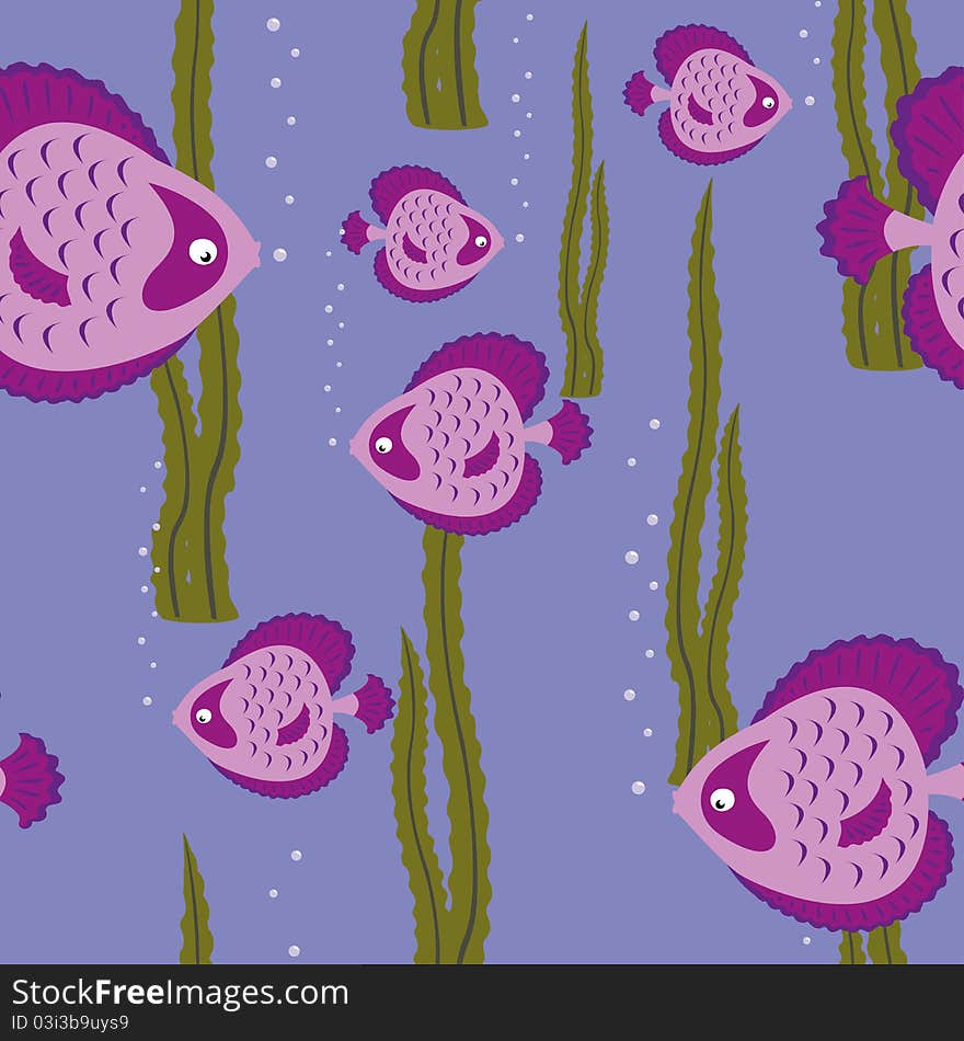 Funny pink fish swims in the sea. Funny pink fish swims in the sea