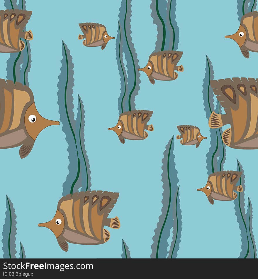 Seamless Pattern Brown Fish