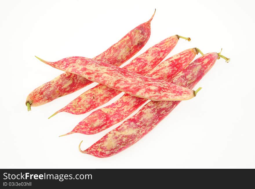 Pink Colored Pearl Bean Pods Isolated On White Background. Pink Colored Pearl Bean Pods Isolated On White Background