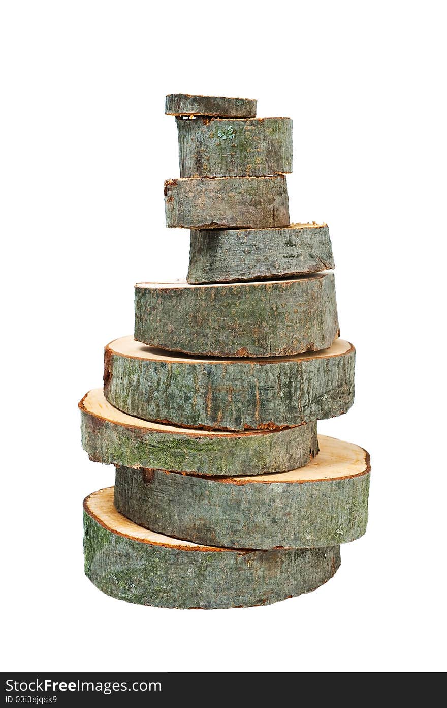 Stacked wooden cross sections