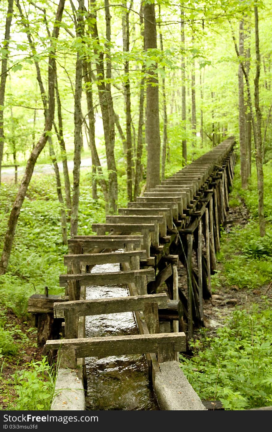 Wooden water sluice