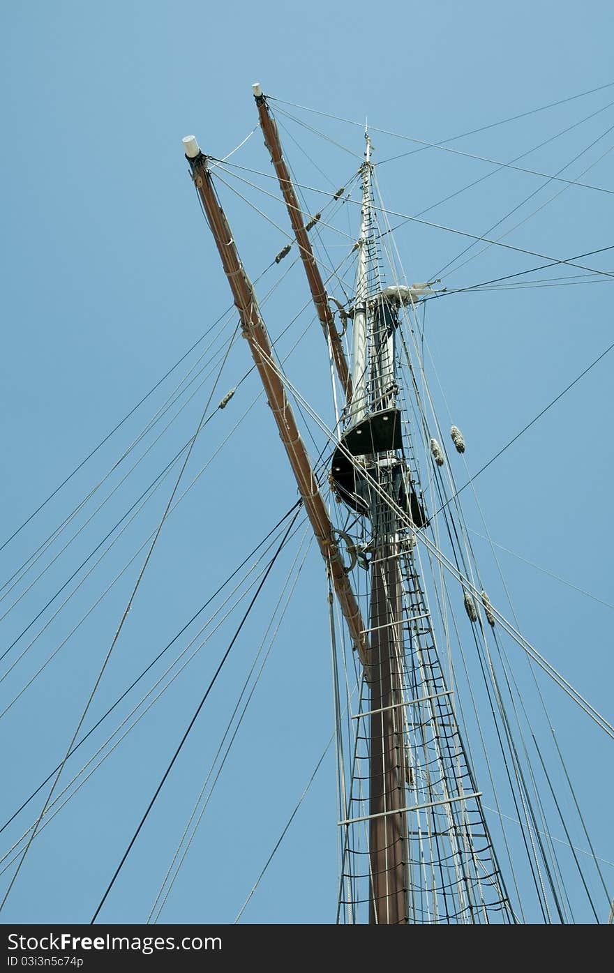 Mast and rigging of a tall ship. Mast and rigging of a tall ship