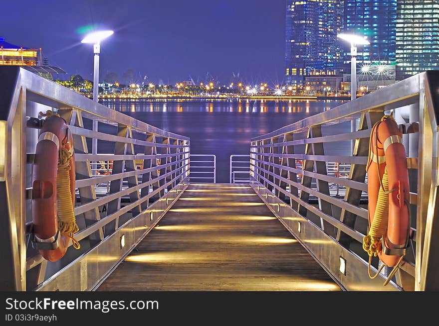 Lifebuoy at jetty pier