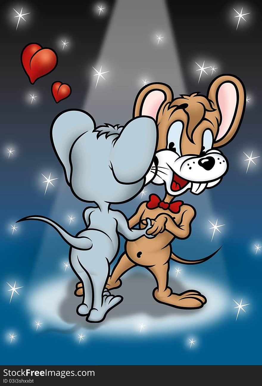 Dancing Mouses - Cheerful Background Illustration, Bitmap