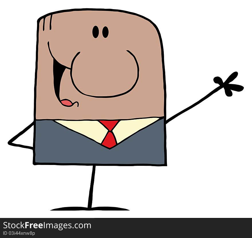 Waving black businessman