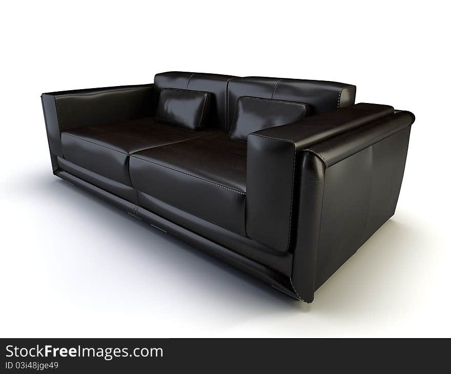 Black 3d sofa isolated on the white background. Black 3d sofa isolated on the white background