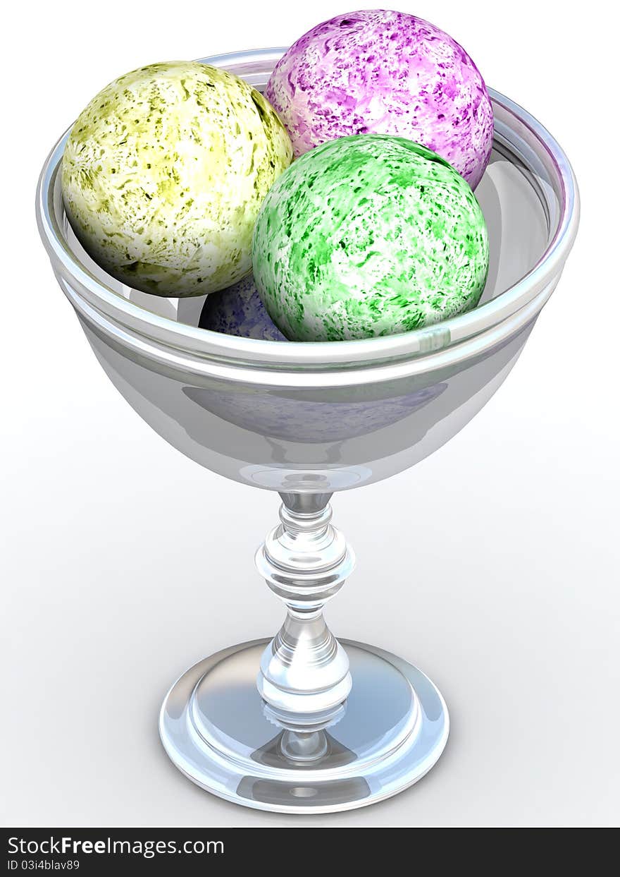 3d bowl with ice-cream