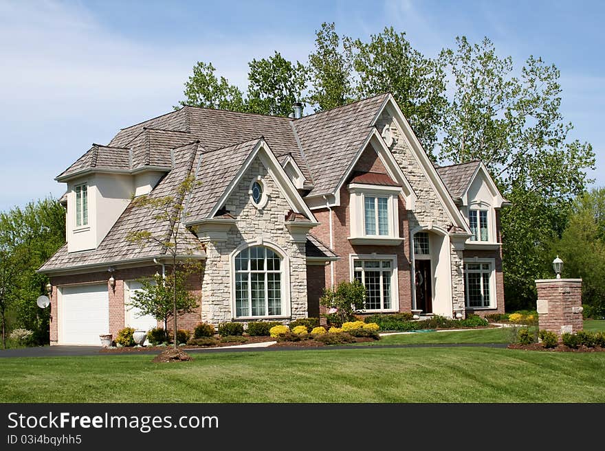 Suburban home in morning sunlight. Suburban home in morning sunlight