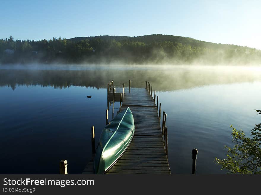 Landscape with a boat on a lake