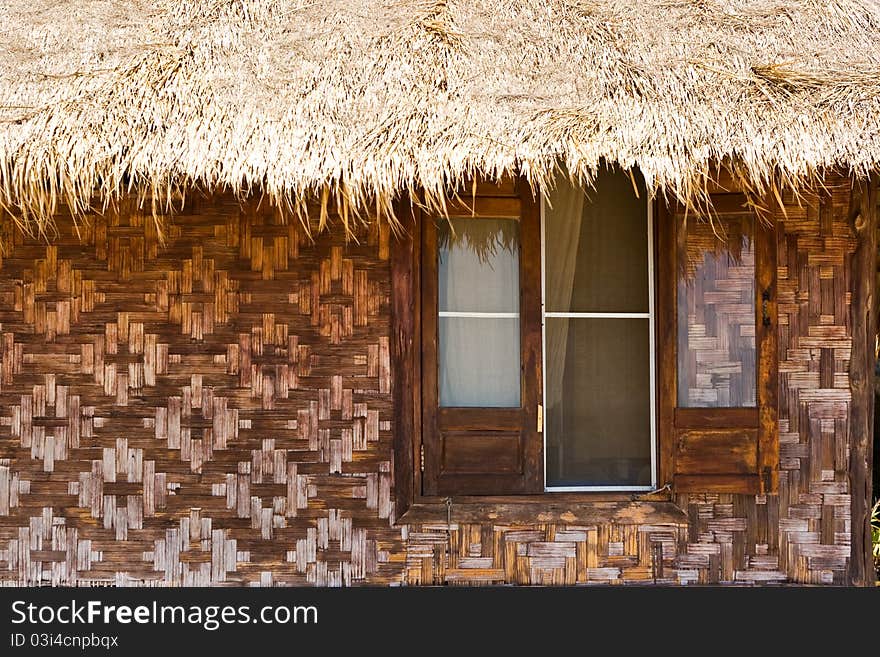 Opened window of little hut