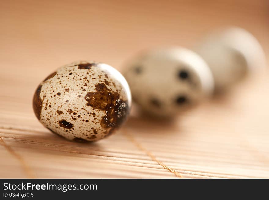 Fresh quail eggs close up