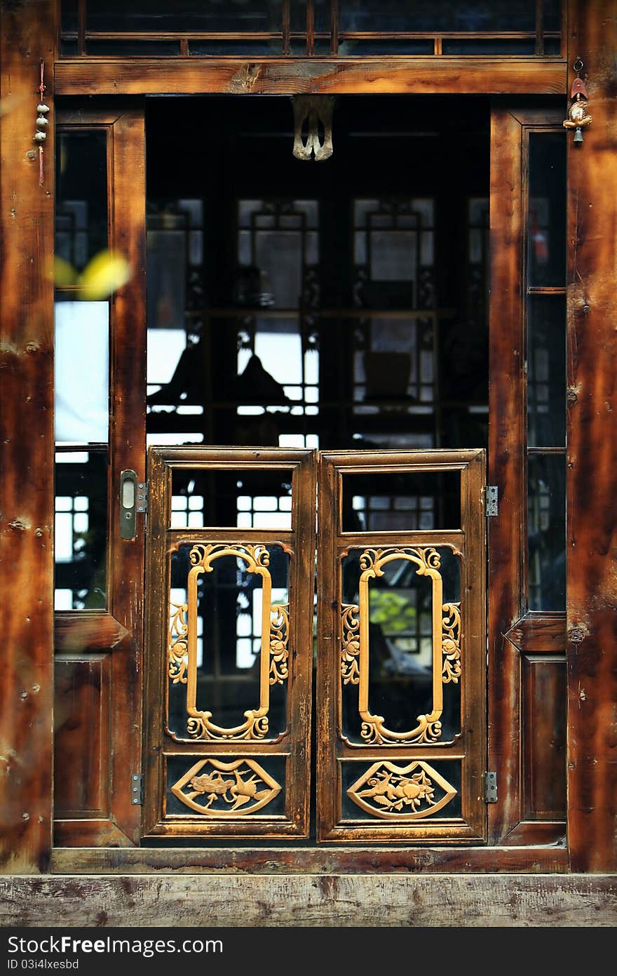 Ancient traditional wooden carving in lijiang,china. Ancient traditional wooden carving in lijiang,china.