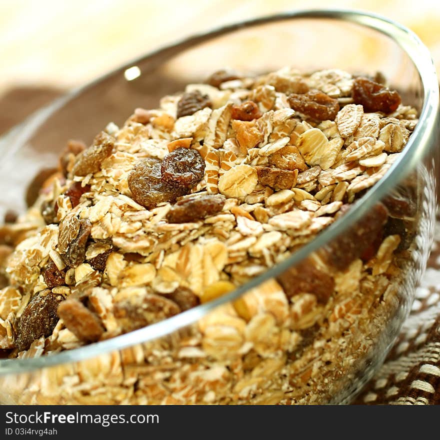 Muesli of oats with raisin