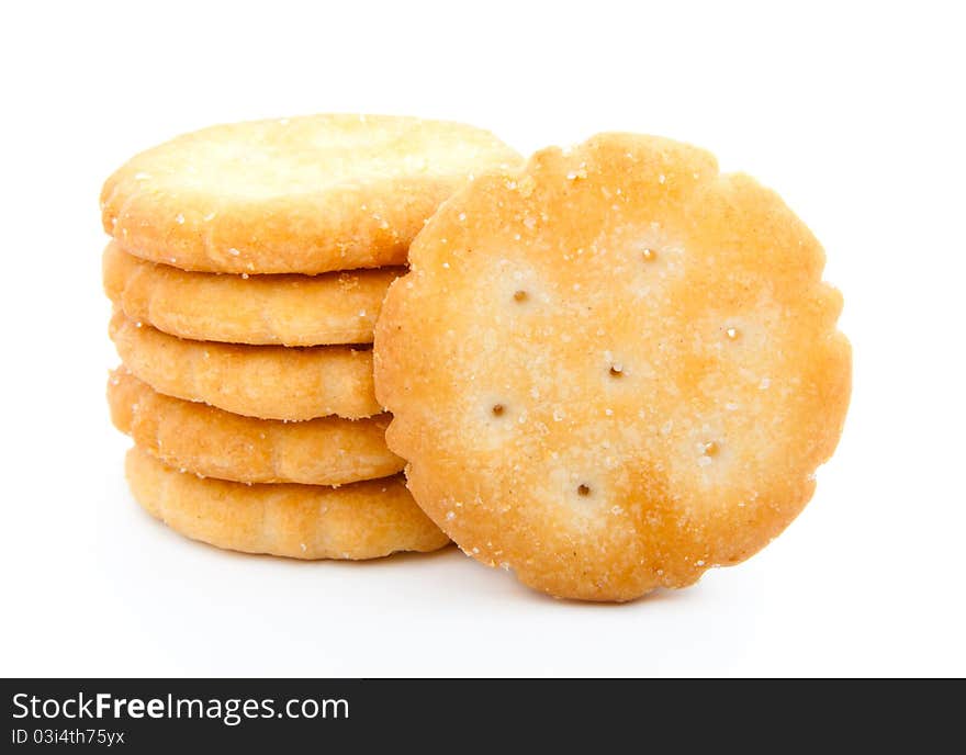 Stack of crackers, isolated on a white background