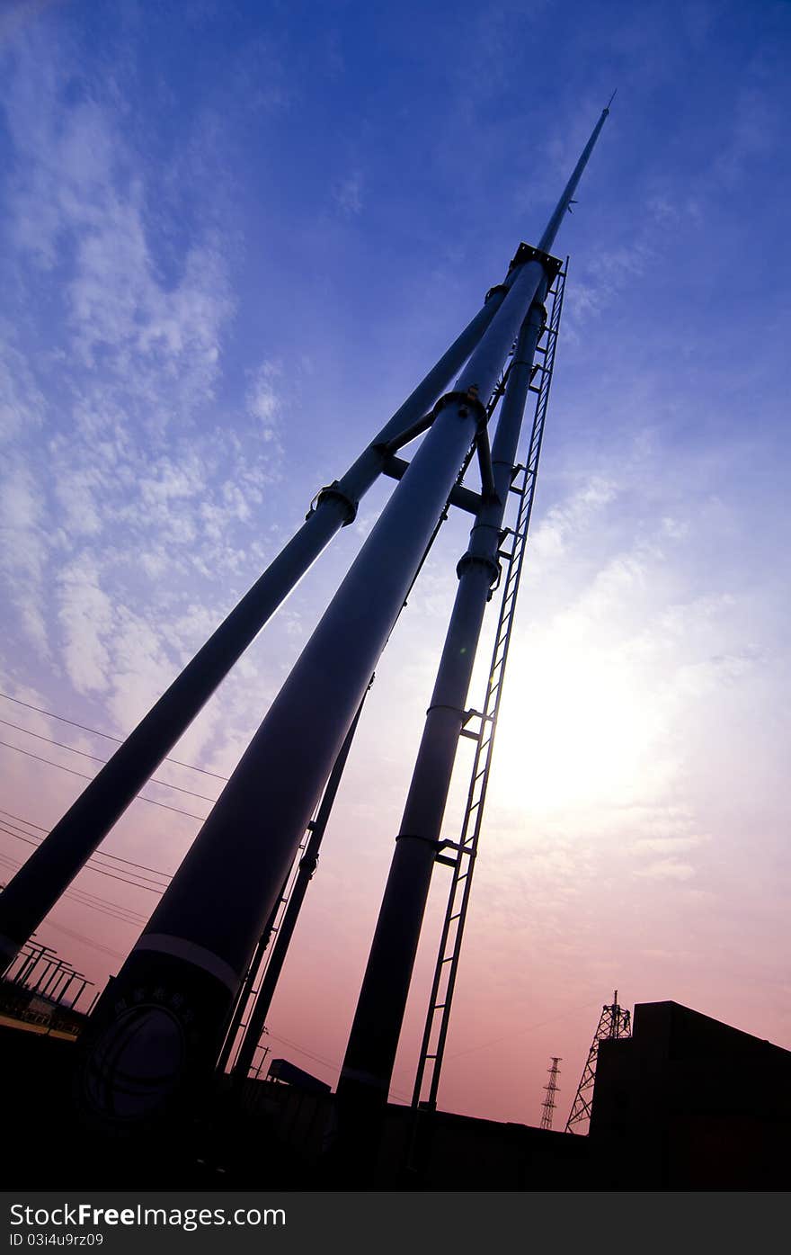 Power poles in the blue sky