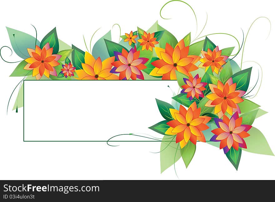 Image of flowers with leaves and stripes, where you can place text